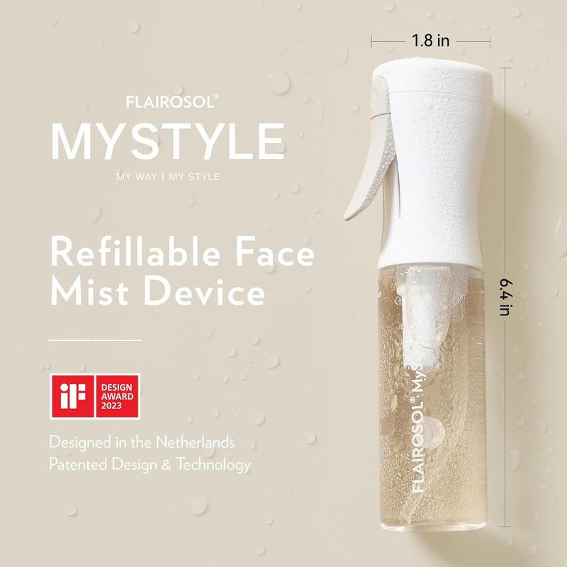Flairosol MyStyle، زجاجة رذاذ للشعر - زجاجة رذاذ صغيرة للسفر، رذاذ مائي فائق النعومة مستمر للوجه، تصفيف الشعر، صالون، تنظيف، جمال، تونر، ترطيب ومكياج، 3.04 أونصة / 90 مل، أبيض - Image 4